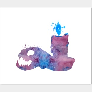 Cat skull and candle Posters and Art